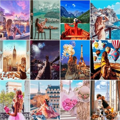 HUACAN Oil Painting By Numbers Girl Acrylic Handpainted Modern Wall Art Pictures By Number Canvas Figure Kits Unique Gifts