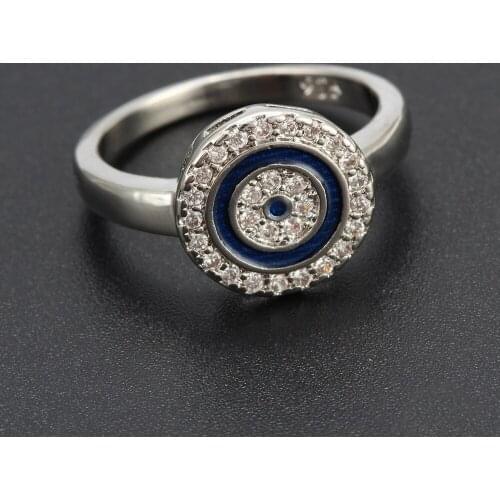 Lucky Eye CZ Ring Evil Eye Copper Ring Wedding Jewelry Female Engagement Ring Female Crystal Silver Color Ring Party Gift