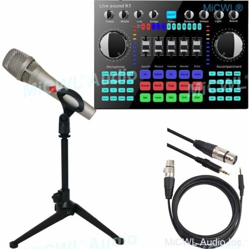 MiCWL KSM105 Condenser Live Microphone Digital Audio Card Sound Card Mixing Console for Studio Recording Network Live