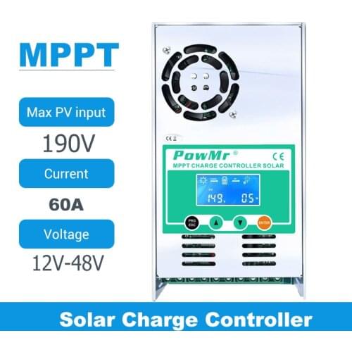Z20 MPPT 60A LCD Display Solar Charge Controller 12V 24V 36V 48V Auto Solar Panel Battery Charge Regulator for Max 190V DC Input
