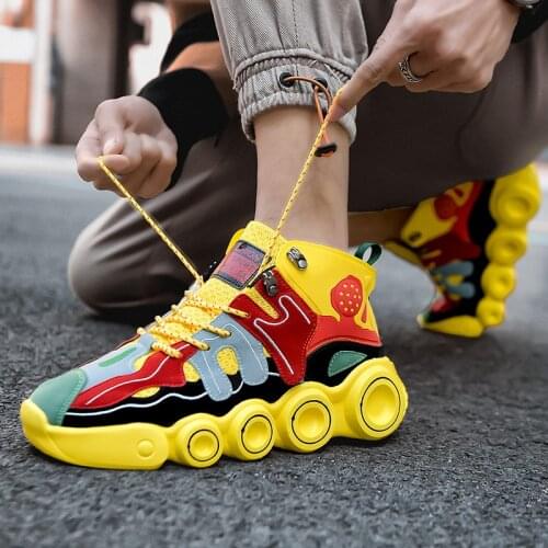 Spring Mens Shoes New High Basketball Sport Shoes Fashion Colorful Trend Chunky Sneakers Hip hop Shoes Men zapatillas hombre