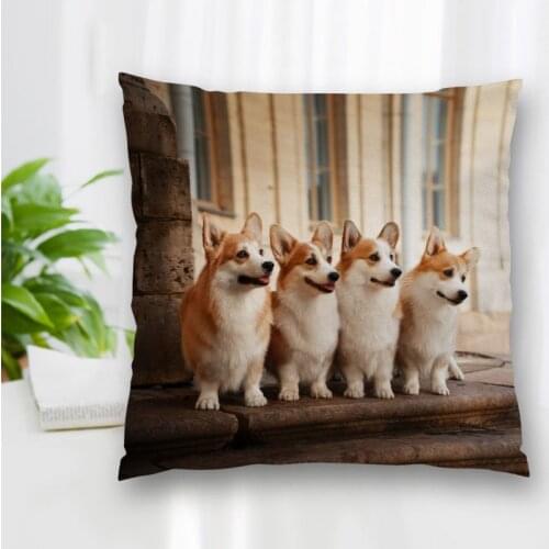 High Quality Custom Corgi Short Legs Dog Square Pillowcase Zippered Bedroom Home Pillow Cover Case 20X20cm 35X35cm 40x40cm