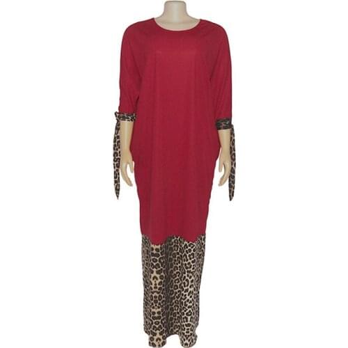 Summer African Dresses for Women 2020 New Dashiki Red Leopard African Clothes Plus Size Print Retro Africa Loose Long Maxi Dress