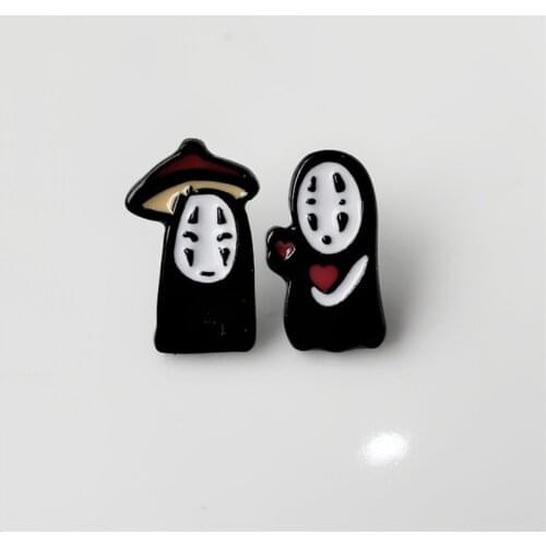 Miyazaki Spirited Away No Face Kaonashi Stud Earrings Anime Cosplay Costume Jewelry Women Black Soot Cartoon Earrings Wholesale