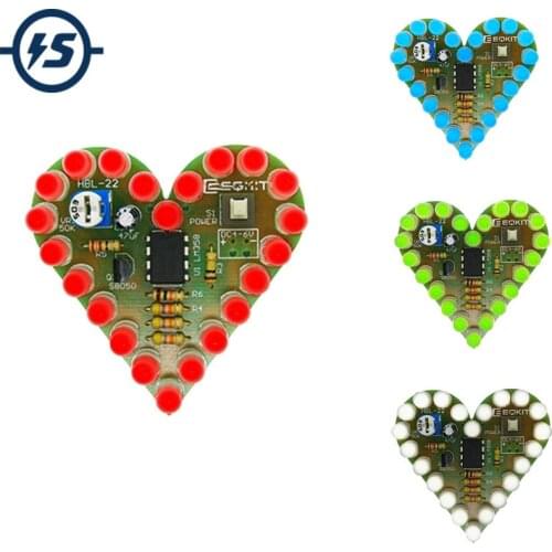 Electronic DIY Kit Heart Shape Breathing Lamp Kit DC 4V-6V Breathing LED Suite Red White Blue Green DIY Production for Learning