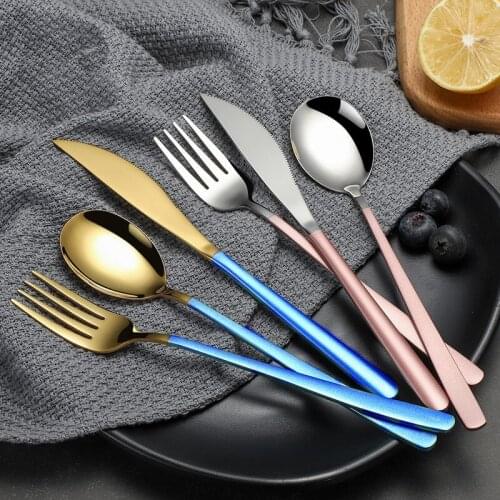 Spoon Fork Soup Set Dishes Coffee Mixing Stainless Steel Gold Cutlery Tableware Korean Style Utensils for Kitchen Dinnerware