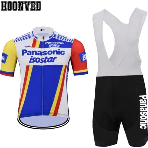 2019 New team Man Panasonic Retro cycling Jersey Short sleeve set summer Triathlon Bib Shorts 9D Gel Pad Road ciclismo hombre