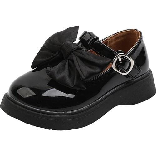 2021 New Shoes for Girls Breathable Spot Bow-knot Soft Bottom Leather Shoes Fashion Cute for Wedding Chic All Match 26-36 Party