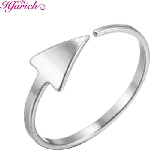 New Stainless Steel Geometric Triangle Cuff Ring Minimalist Jewelry For Women Party Gift Female Cocktail Rings Birthday Gift