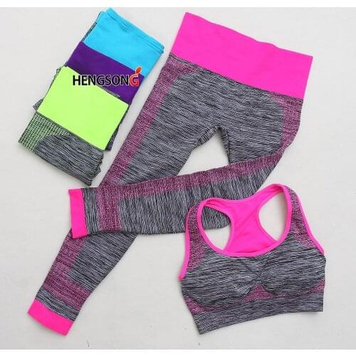 2020 New Women Sporting Set Breathable Crop Tops Skinny Legging Sports Sets Female 2 Pieces Fitness Gym Running Clothing