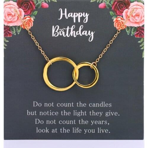 Happy Birthday Cake Chain Necklaces Love Heart Women Girls Jewelry Party Friendship Best Friend Christmas Gift Drop Shipping