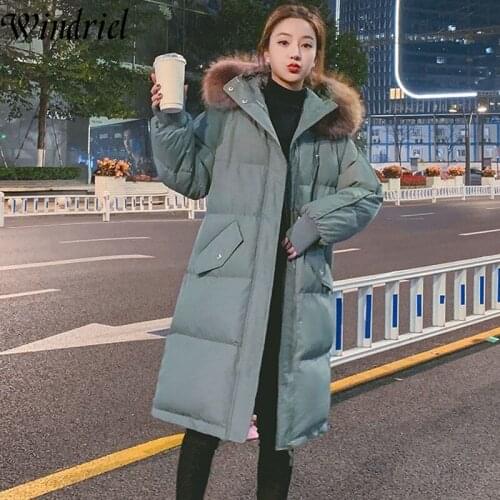 Windriel Loose Long Coats Women Hooded Oversized Warm Parkas Thick Cotton Padded Clothing Female W002 Snow Wear Jackets