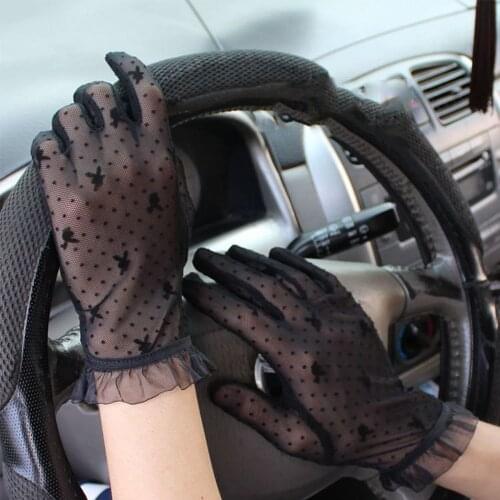 Summer Women Thin Section Gloves Elegant Ladies Sexy Lace Sunscreen Anti-UV Gloves Mitten Fashion Mesh Breathable Driving Gloves