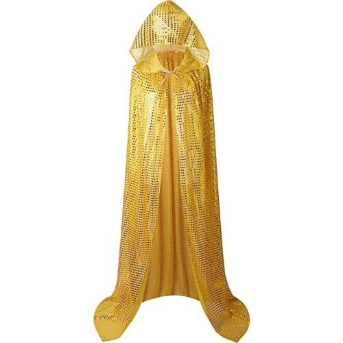 Child Adult Halloween Christmas Cosplay Costumes Hooded Cloak Full Length Colored Sequins Goddess Cape