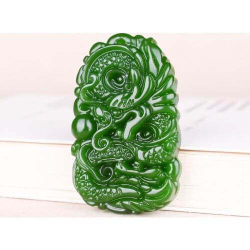 Green Jade Dragon Pendant Jadeite Gifts Charm for Amulet Necklace Women Jewelry Carved Chinese Fashion Natural