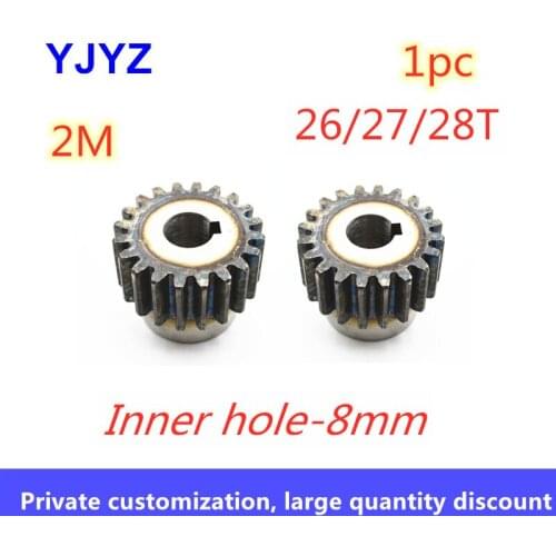 1Pc 2Modulus 26T 27T 28T Spur Gear Metal Motor Boss/Convex Gear Inner Hole 8 Gear Rack Transmission