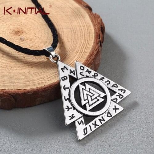 Kinitial Retro Odin Rune Symbol Necklace The Valknut Viking Death Knot Nordic Necklaces Norse Vikings Pendant Amulet Jewelry