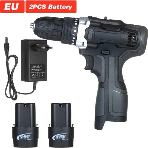 Handheld 2-Speed Cordless 18V Electric Drill Screwdriver Professional 3/8-inch Electric Impact Drill Power Tools with LED Light