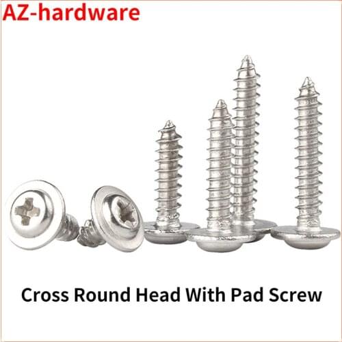 Cross Round Head With Pad Screw 304 Stainless Steel PWA M1.2 M1.4 M1.7 M2 Pan Head Self Tapping Screw 100 Pcs