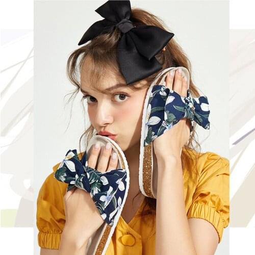 Ladies Cork Slippers Womens Flat Non-Slip Bowknot Sandals Girls Cute Home Shoes Female Outdoor Beach Slides Fashion Flip Flops
