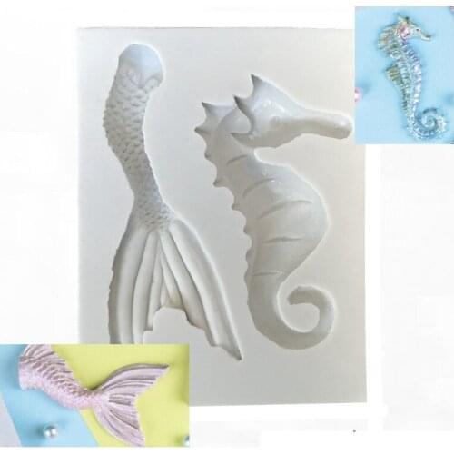 Seahorse Silicone Fondant Cake Mold Mermaid Fish Tail Mould Chocolate Decorating