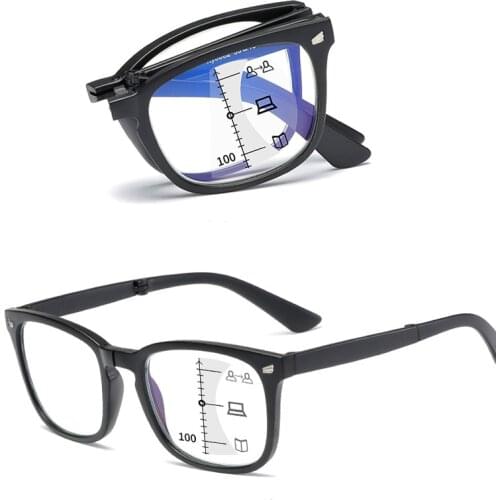 Folding Asymptotically Multifocal Anti Blue Light Reading Glasses With Diopters +1.0 1.5 2.0 2.5 3.0 3.5 4.0 See Far And Near