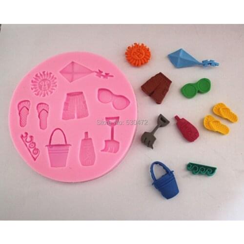 Sunshine beach slippers swim Silicone Mold handemade soap mould kitchen tools