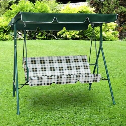 3-Person Steel Porch Canopy Swing Seat with Stand, Adjustable Canopy Soft Cushioned UV Protection for Garden Poolside Patio