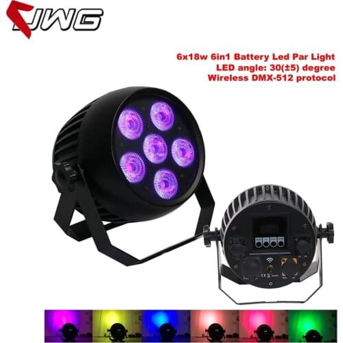 6x18W RGBWA+UV 6in1 Battery Led Stage Light DMX Wireless Battery Powered Led Par Light Uplighting