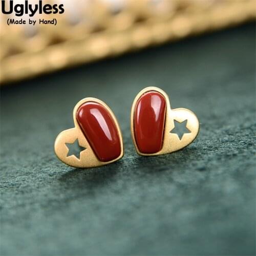 Uglyless Hollow Stars Asymmetric Jewelry Sets for Girls Students Sweet LOVE Gifts Real 925 Silver Studs Earrings Bracelets Agate