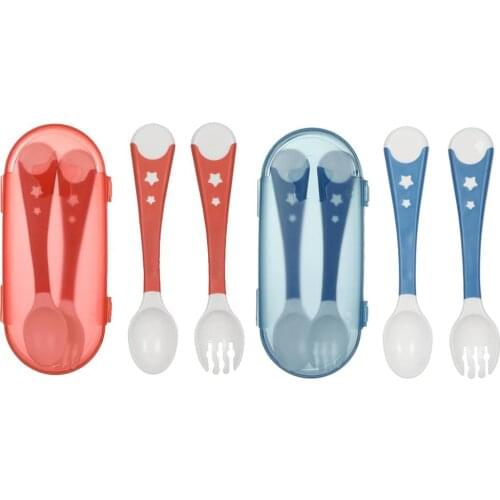1 Set Fork Spoon For Baby Utensils Set Auxiliary Food Toddler Learn To Eat Training Bendable Soft Fork Infant Children Tableware