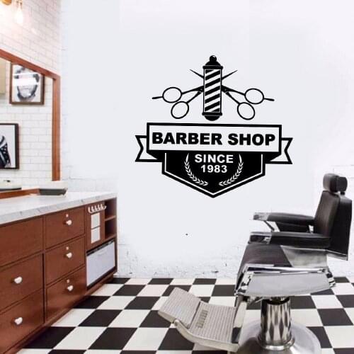 Cartoon Style Barbershop Waterproof Wall Stickers Wall Art Decor Decor Living Room Bedroom Removable Wall Art Decal