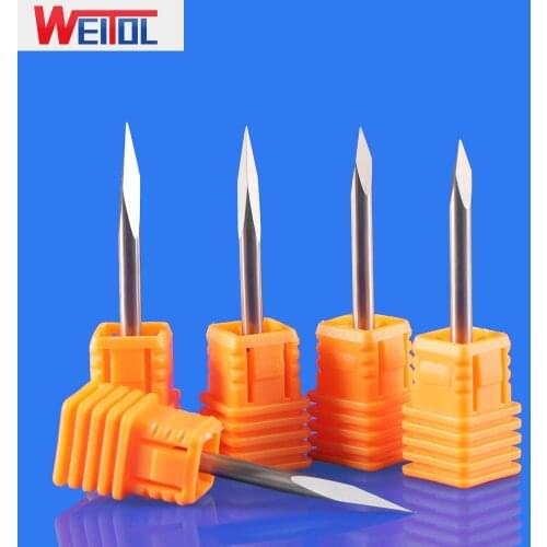 WeiTol 5A 10PCS 3.175mm Shank Edge Carbide Pypamid bits 3 Face engraving bit CNC Machine Tools End Mill For Wood
