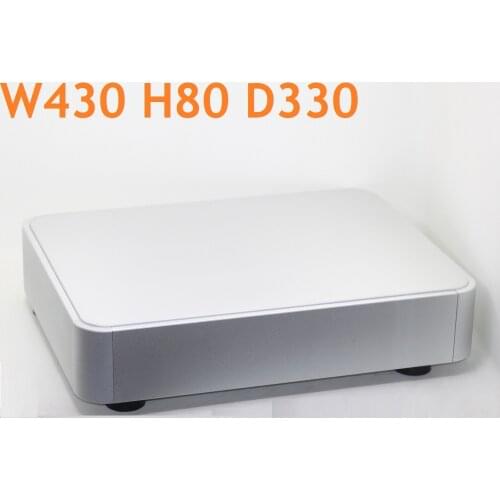 Sandblaste Full Silver Big Size Chassis DIY Power Amplifier Case DAC Decoder Shell Class A Tube Amplifier Housing W430 H80 D330