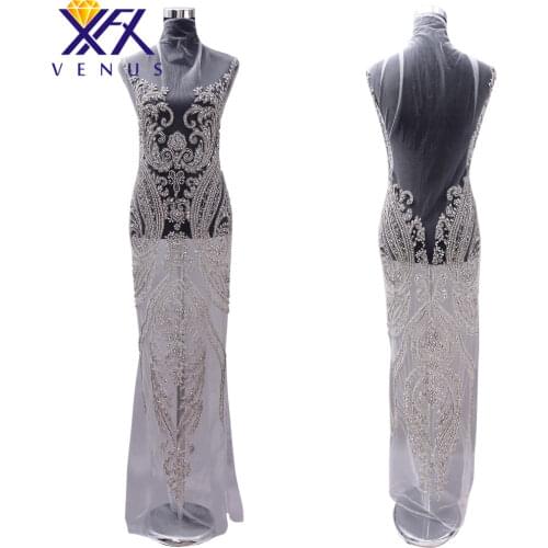 XFX VENUS 1 Set Handmade Crysta Wedding Diamond Long Bodice Patches Rhinestone Beaded Appliqued Patch Wedding Ball Gown
