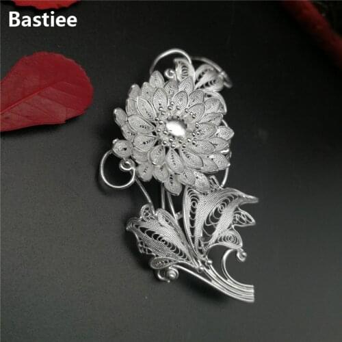 Bastiee 999 Sterling Silver Brooch Flower Brooches For Women Pins Jewelry Luxury Gift Mother Girlfriend Birthday Gifts
