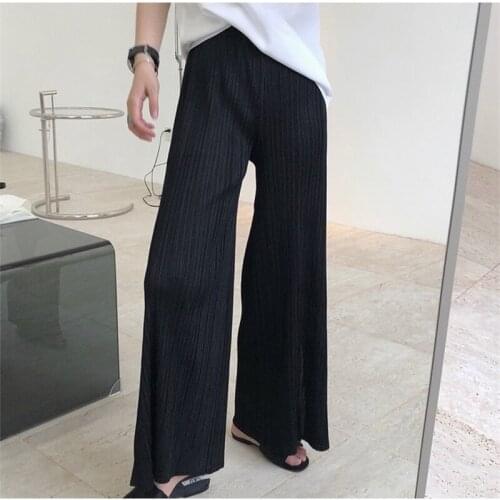 2021 New Summer Fashion Ladies Wide Leg Pants Loose High Quality Women Trousers Solid Color Casual Elegant Female Bottoms T162