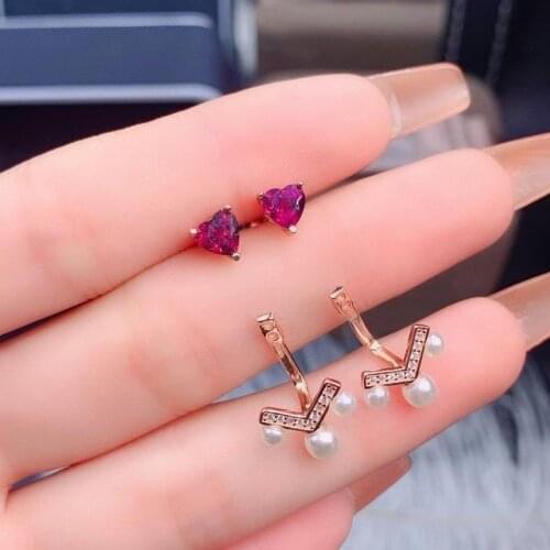 Romantic heart Free flight S925 silver natural red garnet drop earrings natural gemstone women girl wedding party gift jewelry