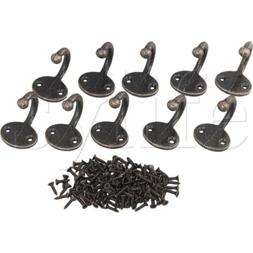 10pcs Zinc Alloy Antique Bronze Wall Mounted Single Hook Hangers C109