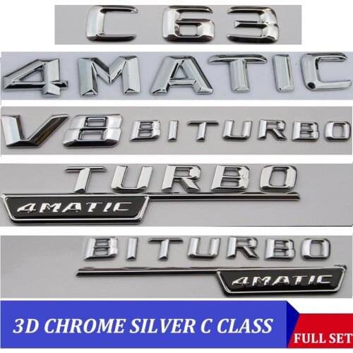 3D Chrome W204 W205 Emblem C200 C250 C300 C350 C63 CLA Letter Auto Car Sticker Badge Logo Emblema For Mersedes Mercedes Benz AMG