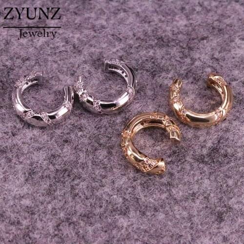 4 Pairs, Earcuffs Circle Ear Cuff Clip On Earrings Crystal C Shaped No Pierced Zirconia Stackable Party Wedding Jewelry