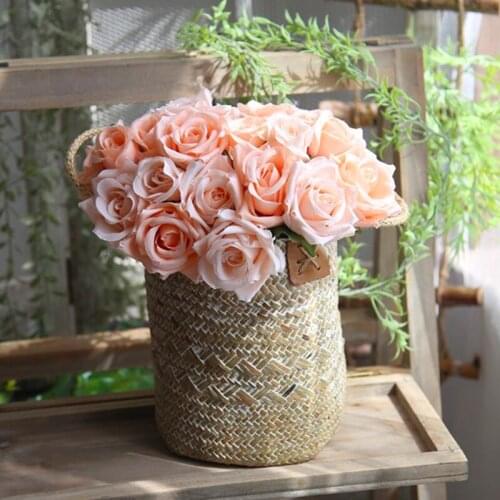 9pcs/Lot Silk Roses Bouquet Artificial Peony Flowers Bunch DIY Fake Plants For Home Party Wedding Living Room Decoration Indoor