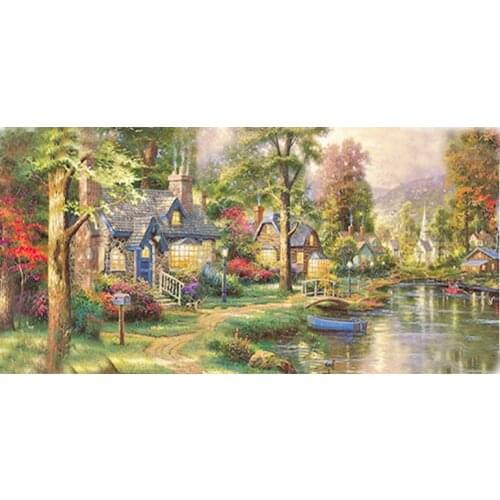 Diamond Embroidery villa,scenery,hut,lake Diamond Painting,Cross Stitch,Rhinestones picture Diamond Mosaic full square,wall arts