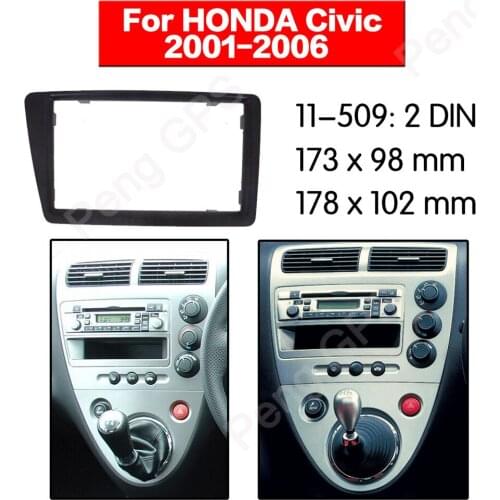 2 DIN Car Radio Fascia Install Dash Bezel Trim Kit Fitting Frame Dashboard For Honda Civic 2001-2006 frame Audio