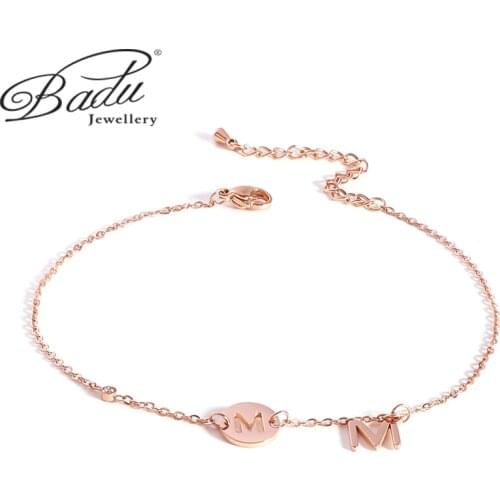 Badu Womens Fashion letter Anklet Leg Bracelet Jewelry Stainless Steel Anklets For Women Summer Accessories Beach Foot Gift