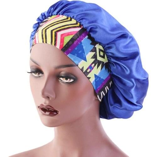 Women Ethnic Floral Wide Band Slouchy Night Sleep Bonnet Chemo Hat Hair Care Cap Adjust Head Wrap Shower Cap Hair Styling Tool