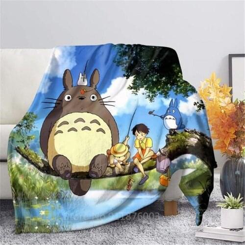 Anime Totoro 3D Printed Fleece Blanket for Beds Thick Quilt Fashion Bedspread Sherpa Throw Blanket Adults Kids Birthday Gifts