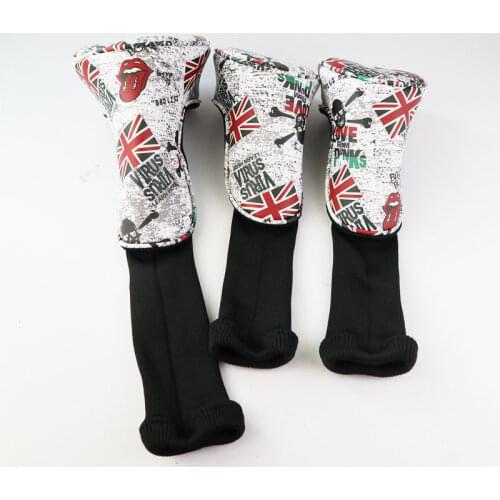 Golf Club #1 #3 #5 Wood Headcovers skull Driver Fairway Woods cover PU Leather Head Covers Set Protector Golf Accessories