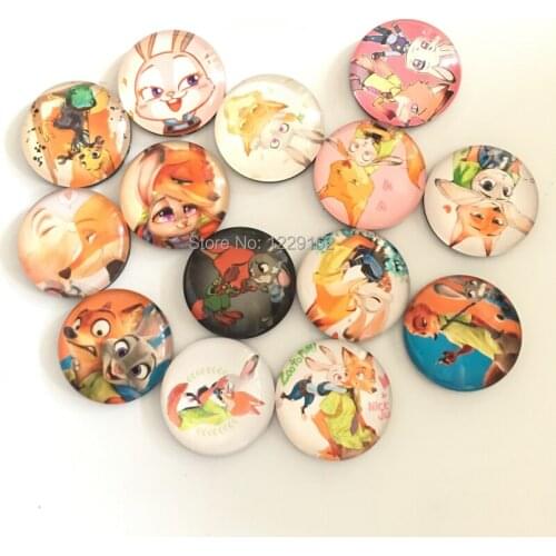 Free shipping (14pcs/lot)Crazy Animal Fox/Rabbit Round Glass Fridge Magnet Cartoon Animal Message sticker Kitchen home Decor