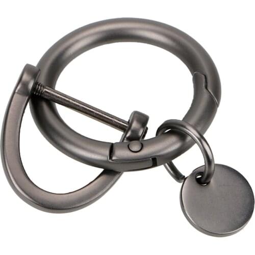 LEEPEE Personalized Men Gift Classic Interior Accessories Metal Key Rings Thick Rod Car Keychain D Shape Horseshoe Key Holder